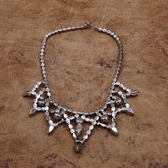 Elegant Vintage Cascading Crystal Choker Statement Necklace Adjustable 15" - Picture 6 of 13